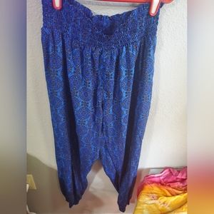 AERIE Small Blue Harem Silky Pants